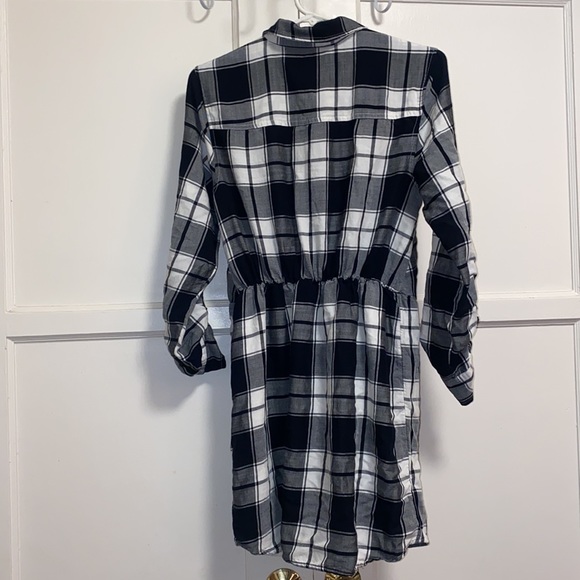 Abercrombie & Fitch Medium Black White Plaid Button Up Dress - Picture 3 of 12